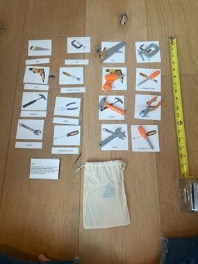 Kids Montessori Tool Matching Cards - Orange & White